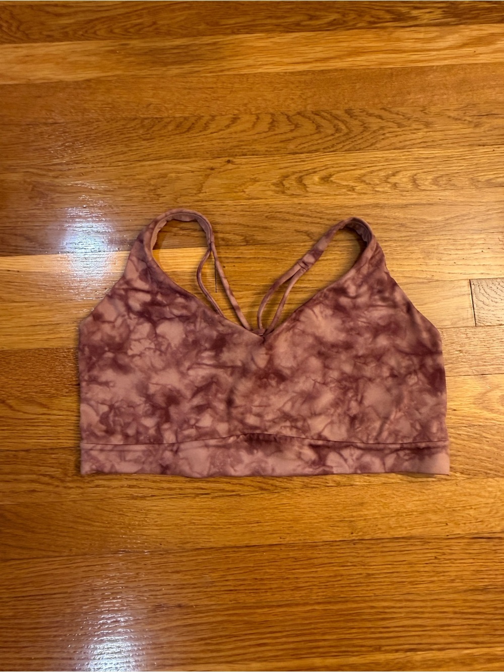 Athleta Solace Printed Sports Bra D-DD+ Pink Mauve Tie Dye Pattern - Size XL